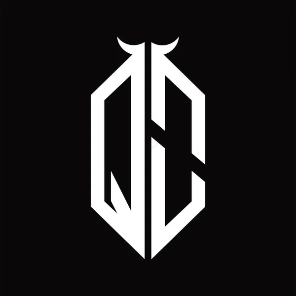 Logo Monogram Met Hoornvorm Geïsoleerd Zwart Wit Design Template Zwarte — Stockvector