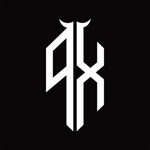 Λογότυπο Μονόγραμμα Κέρατο Σχήμα Απομονωμένο Μαύρο Και Άσπρο Πρότυπο Σχεδιασμού — Διανυσματικό Αρχείο