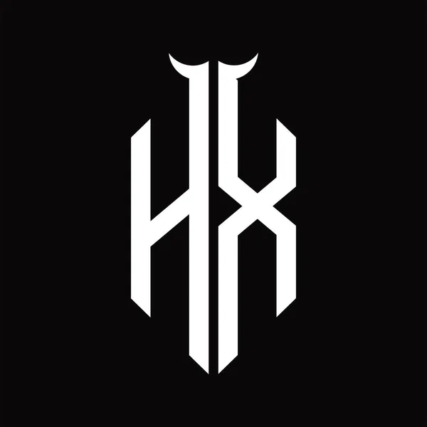 Монограмма Logo Роговой Формой Изолированный Черно Белый Шаблон Дизайна Черном — стоковый вектор