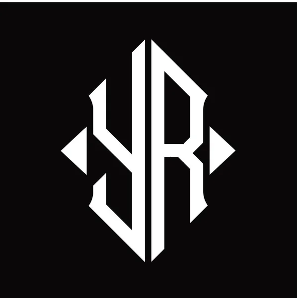 Logo Monogram Tvarem Štítu Izolované Černé Pozadí Design Šablony — Stockový vektor