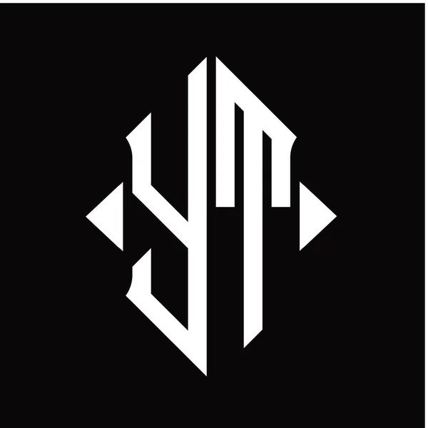 Logo Monograma Con Forma Escudo Plantilla Diseño Fondo Negro Aislado — Vector de stock