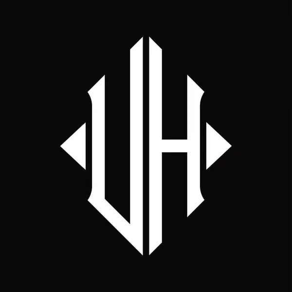 Монограмма Логотипа Изображением Щита Изолированный Шаблон Черного Фона — стоковый вектор