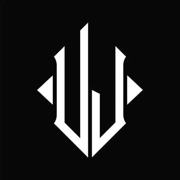 Logo Monogram Shield Shape Isolated Black Background Design Template — Stock Vector