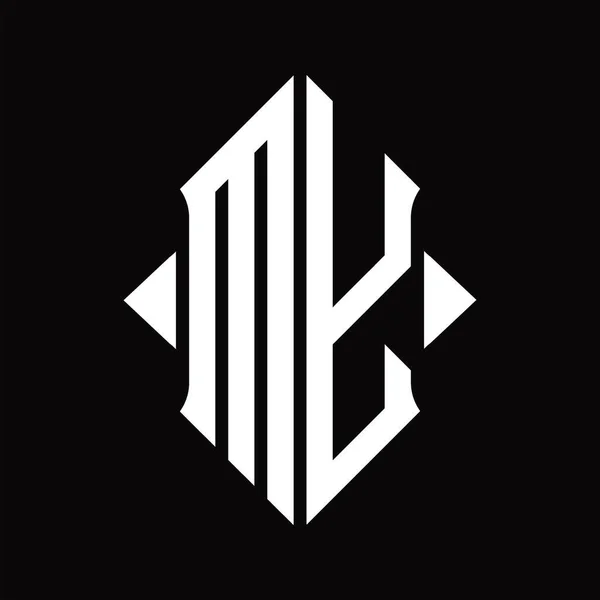 Монограмма Моего Логотипа Изображением Щита Изолированный Шаблон Черного Фона — стоковый вектор