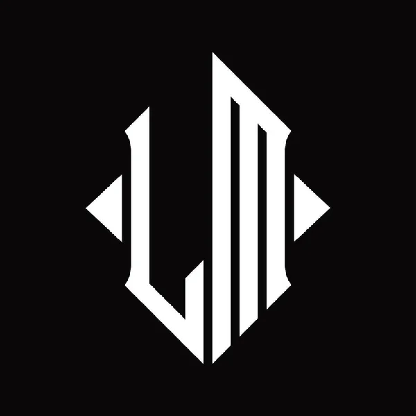 Kalkan Şekilli Logo Monogramı Izole Edilmiş Siyah Arkaplan Tasarım Şablonu — Stok Vektör