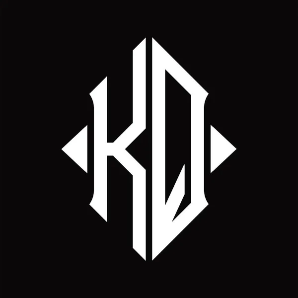 Kqシールド形状分離黒の背景デザインテンプレートとロゴのモノグラム — ストックベクタ