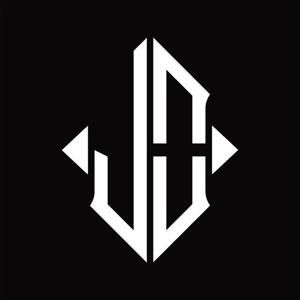 Logo Monogram Shield Shape Isolated Black Background Design Template — Vettoriale Stock