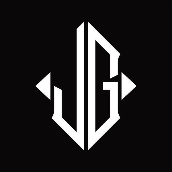 Logo Monogram Shield Shape Isolated Black Background Design Template — Stock Vector