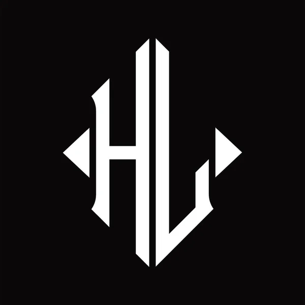 带有盾状隔离黑色背景设计模板的Hl标志主题图 — 图库矢量图片