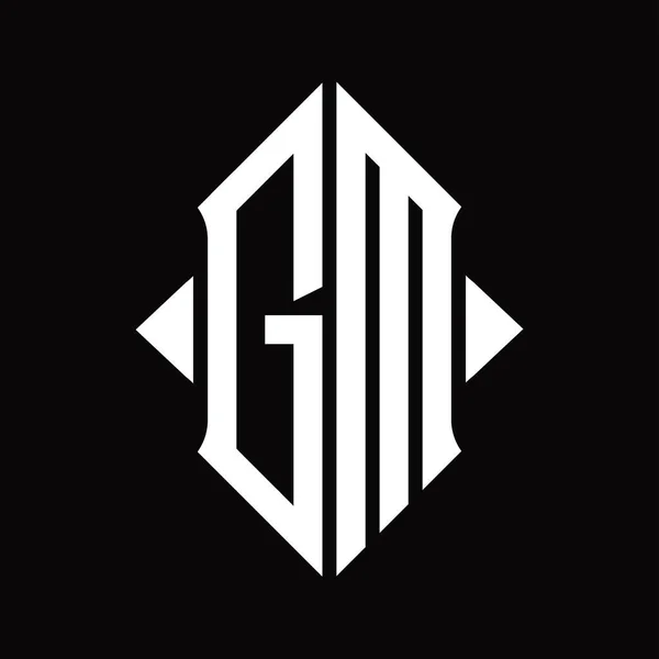 Logo Monogram Met Schildvorm Geïsoleerde Zwarte Achtergrond Ontwerp Template — Stockvector