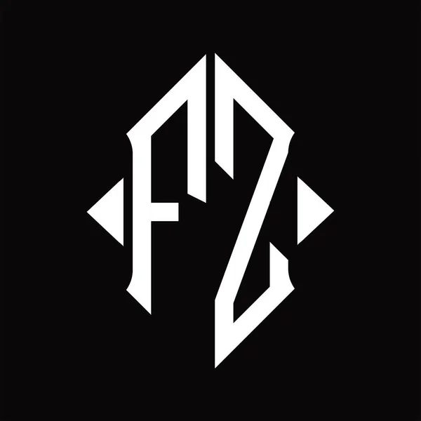 Fzシールド形状独立した黒の背景デザインテンプレートとロゴのモノグラム — ストックベクタ