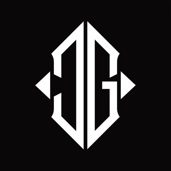 Монограма Логотипу Формою Щита Ізольований Шаблон Дизайну Чорного Фону — стоковий вектор