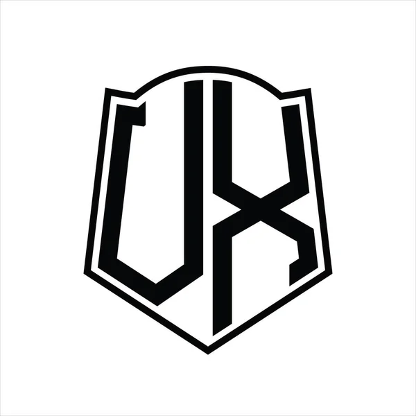 Монограма Логотипу Шаблоном Дизайну Контуру Щита Ізольовано Білому Тлі — стоковий вектор