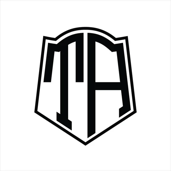 Logo Monograma Con Plantilla Diseño Contorno Forma Escudo Aislado Fondo — Vector de stock
