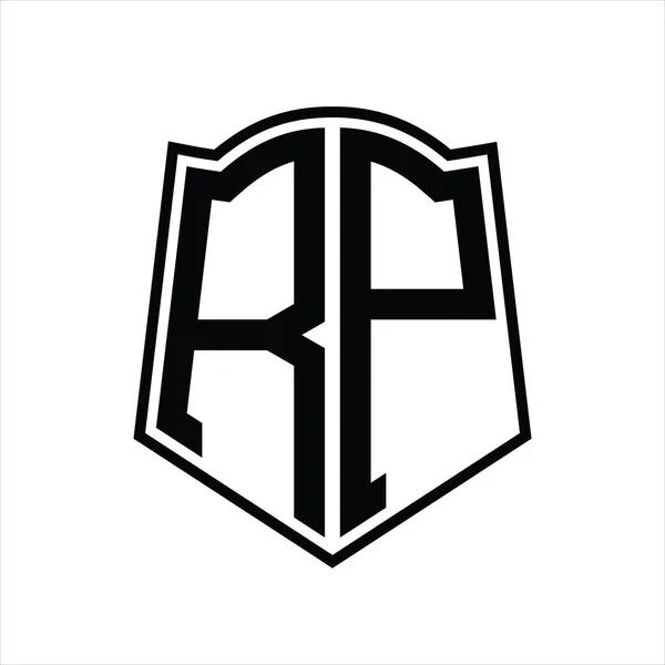 Логограма Логотипу Шаблоном Дизайну Контуру Щита Ізольовано Білому Тлі — стоковий вектор