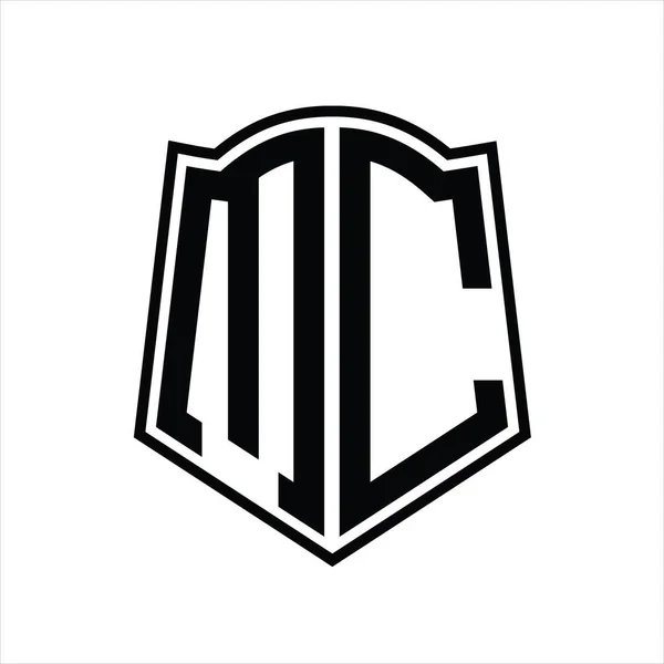 Logo Monogramma Con Forma Dello Scudo Modello Progettazione Contorno Isolato — Vettoriale Stock