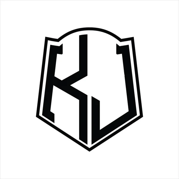 Monogram Logo Kształtem Tarczy Szablon Projektu Izolowany Białym Tle — Wektor stockowy