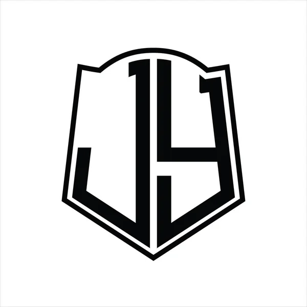 Μονόγραμμα Logo Σχήμα Ασπίδας Περίγραμμα Πρότυπο Σχεδιασμού Απομονωμένο Λευκό Φόντο — Διανυσματικό Αρχείο