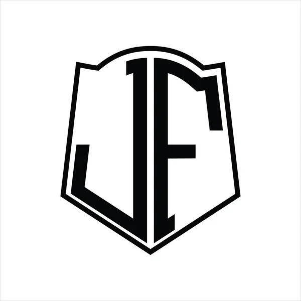 Monograma Logotipo Com Modelo Projeto Esboço Forma Escudo Isolado Fundo —  Vetores de Stock