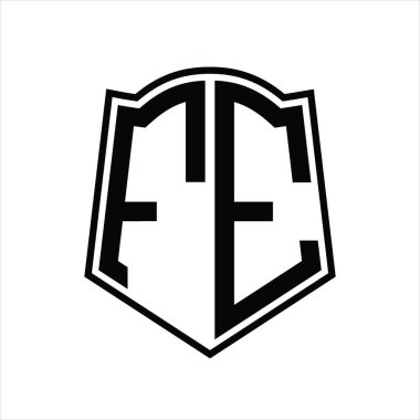 Beyaz arkaplanda izole edilmiş kalkan şekli tasarım şablonuna sahip logo monogramı