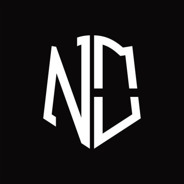 Kalkan şekilli siyah arkaplan tasarım şablonlu HAYIR monogramı