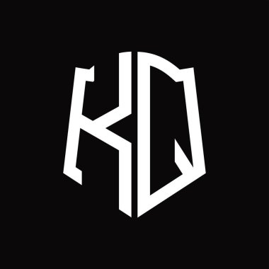 Kalkan şekilli siyah arkaplan dizayn şablonuna sahip KQ logo monogramı