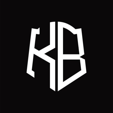 Kalkan şekilli siyah arkaplan dizayn şablonuna sahip KB logo monogramı