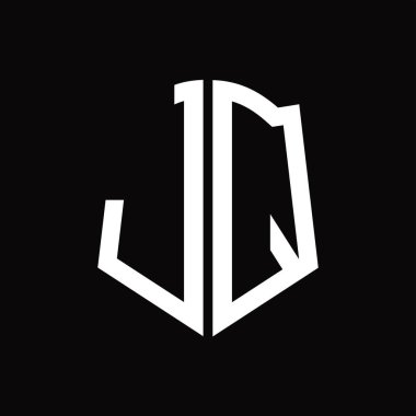 Kalkan şekilli siyah arkaplan dizayn şablonuna sahip JQ logo monogramı
