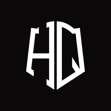 Kalkan şekilli siyah arkaplan dizayn şablonlu genel logo monogramı