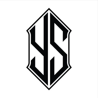 Kalkan şekilli YS Logo monogramı ve siyah ana hatlı tasarım şablon vektör simgesi soyut