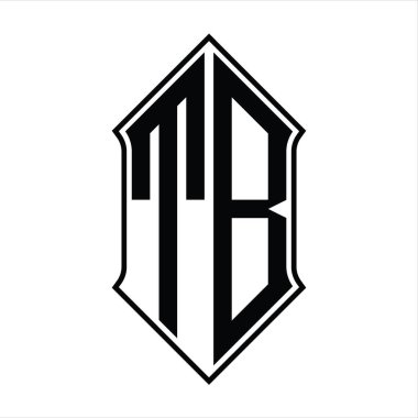 Kalkan şekilli logo monogramı ve siyah ana hatlı tasarım şablon vektör simgesi soyut