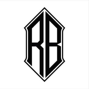 Kalkan şekilli logo monogramı ve siyah ana hatlı tasarım şablon vektör simgesi soyut