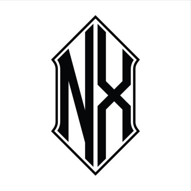 Kalkan şekilli logo monogramı ve siyah ana hatlı tasarım şablon vektör simgesi soyut