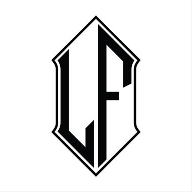 Kalkan şekilli logo monogramı ve siyah ana hatlı tasarım şablon vektör simgesi soyut