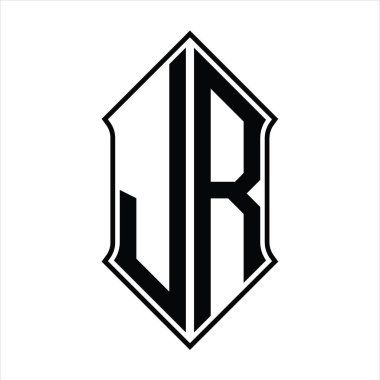 Kalkan şekilli logo monogramı ve siyah ana hatlı tasarım şablon vektör simgesi soyut