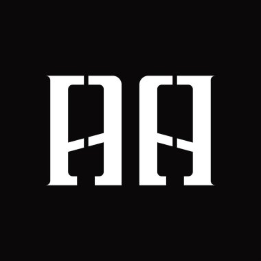 Siyah zemin tasarım şablonunda orta dilimli AA logo monogramı