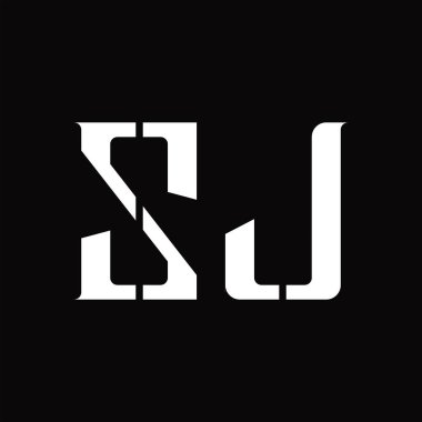 Siyah zemin tasarım şablonunda orta dilimli ZJ logo monogramı