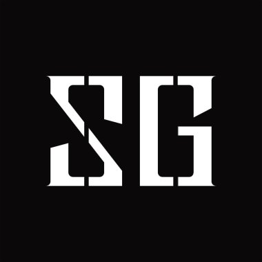 Siyah zemin tasarım şablonunda orta dilimli ZG logo monogramı