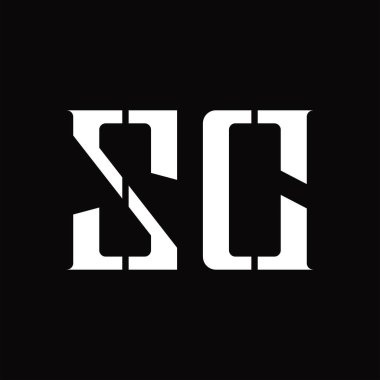 Siyah zemin tasarım şablonunda orta dilimli ZC logo monogramı