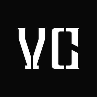 Siyah zemin tasarım şablonunda orta dilimli VC logo monogramı
