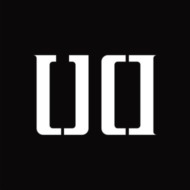 Siyah zemin tasarım şablonunda orta dilimli UD logo monogramı
