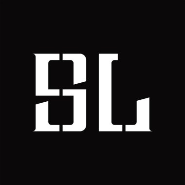 Siyah zemin tasarım şablonunda orta dilimli SL logo monogramı