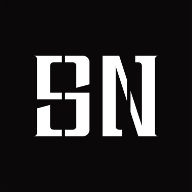 Siyah zemin tasarım şablonunda orta dilimli SN Logo monogramı