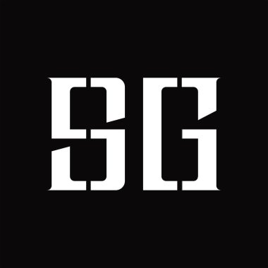 Siyah zemin tasarım şablonunda orta dilimli SG logo monogramı