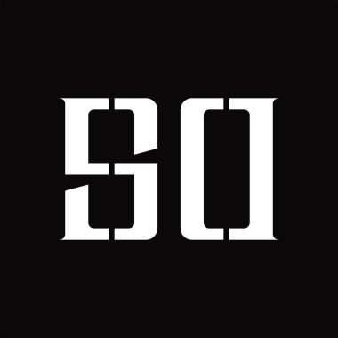 Kara zemin tasarım şablonunda orta dilimli SD logosu monogramı