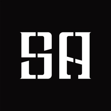 Siyah zemin tasarım şablonunda orta dilimli SA Logo monogramı