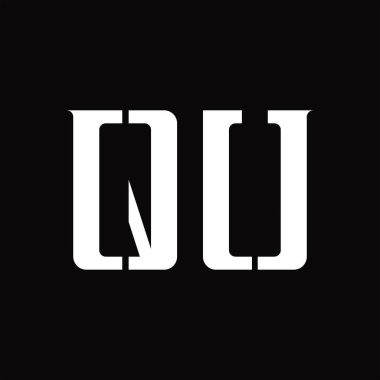 Siyah zemin tasarım şablonunda orta dilimli QU logo monogramı