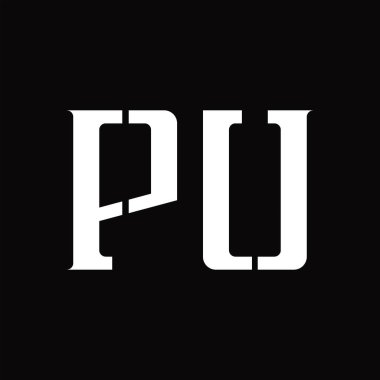 Siyah zemin tasarım şablonunda orta dilimli PU logo monogramı