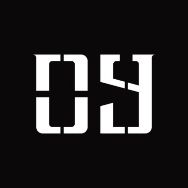 Siyah zemin tasarım şablonunda orta dilimli OY logo monogramı