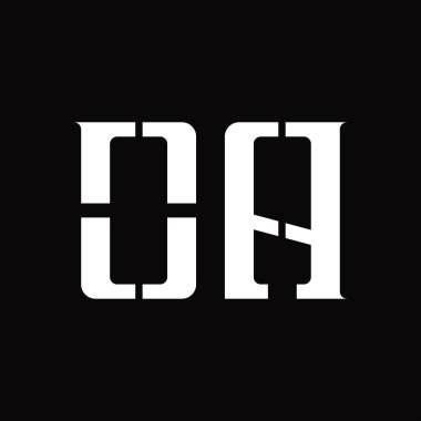 Siyah zemin tasarım şablonunda orta dilimli OA logo monogramı